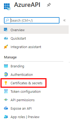 Certificates & secrets 