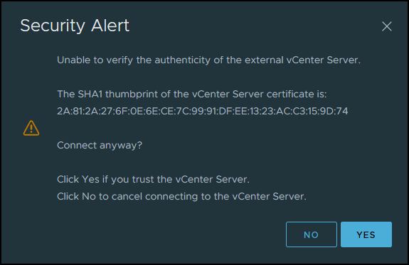 You will receive a security alert concerning certificate