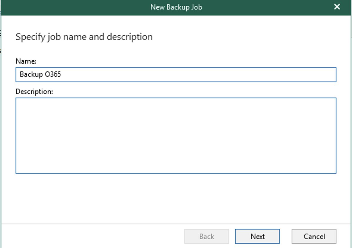 Specify the name of the backup job 