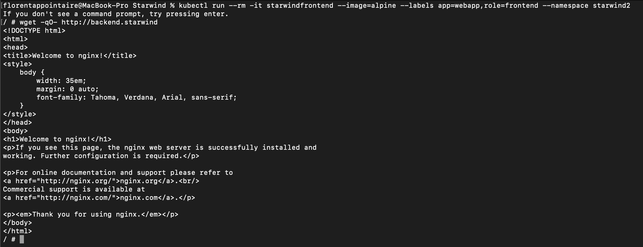 Download the backend webpage, in the starwind namespace - img Download the backend webpage, in the starwind namespace