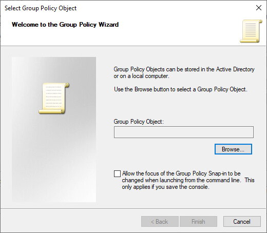 Group Policy Object dialog box