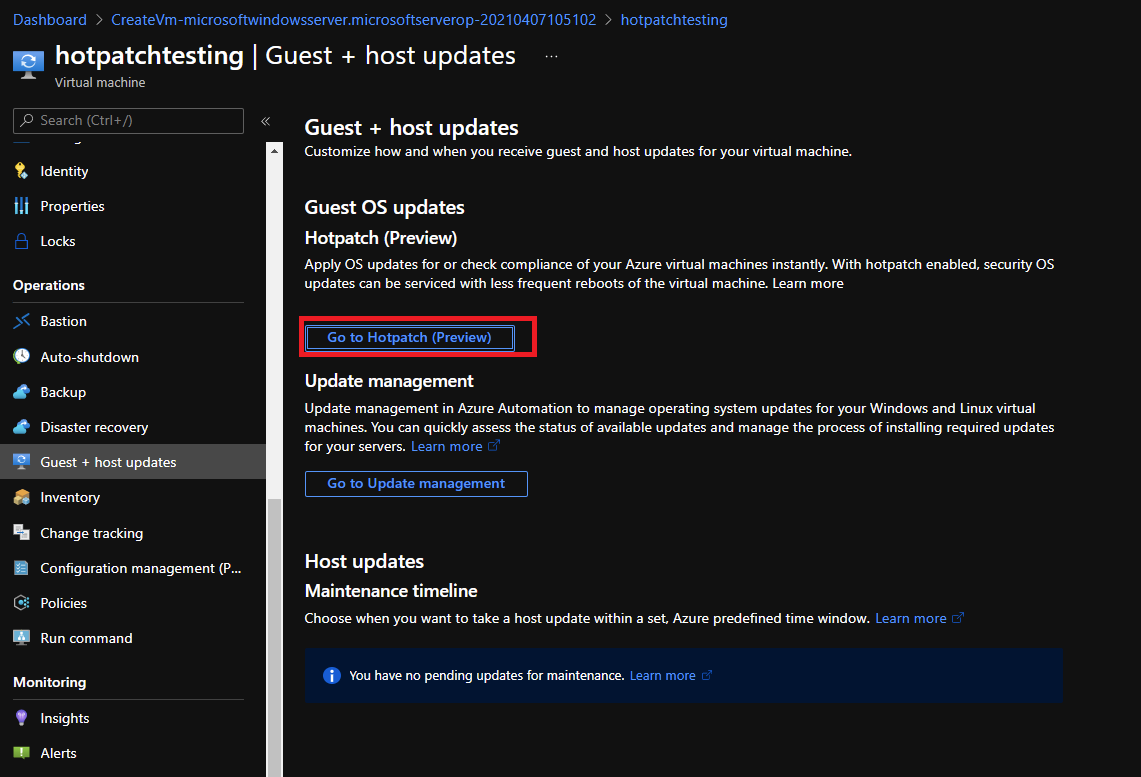 Microsoft Server Operating System Preview - Guest + host updates | Go to Hotpatch