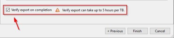 Verify export on completion