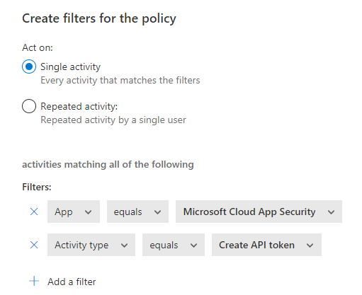 Filters for the policy