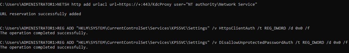 Figure 7: Setting up the KDC proxy configuration on the SMB over QUIC file server