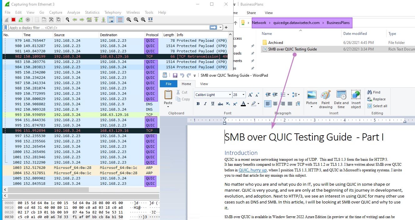 Figure 13: We have access to our file shares outside the corporate network via SMB over QUIC.