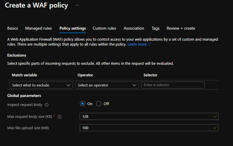 Customize Policy settings