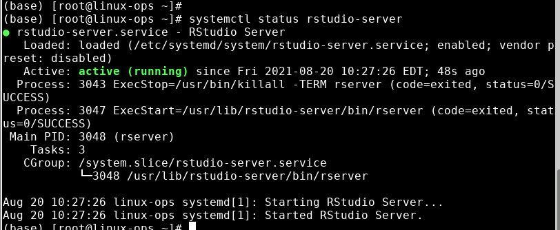Starting RStudio Services in Linux