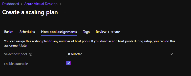 Select a host pool