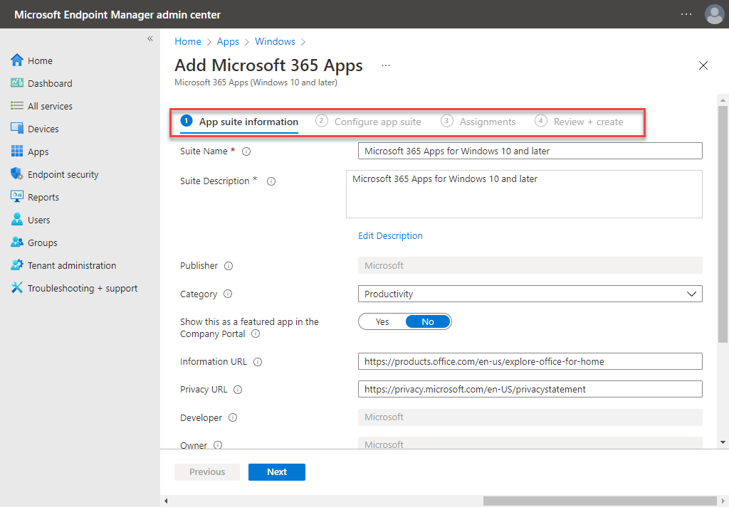 Assigning Microsoft 365 apps in Microsoft Endpoint Manager
