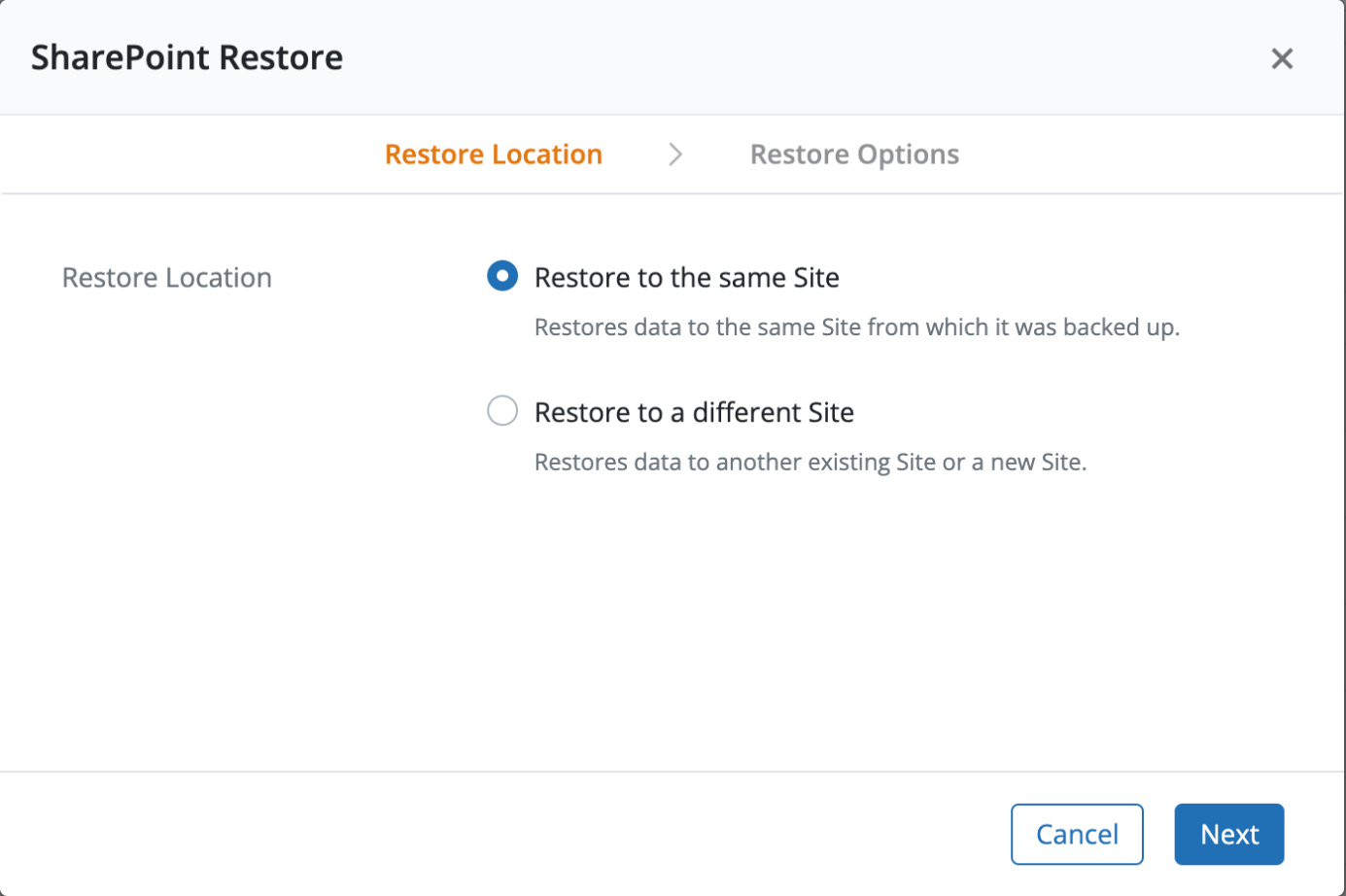 You can choose the restore location