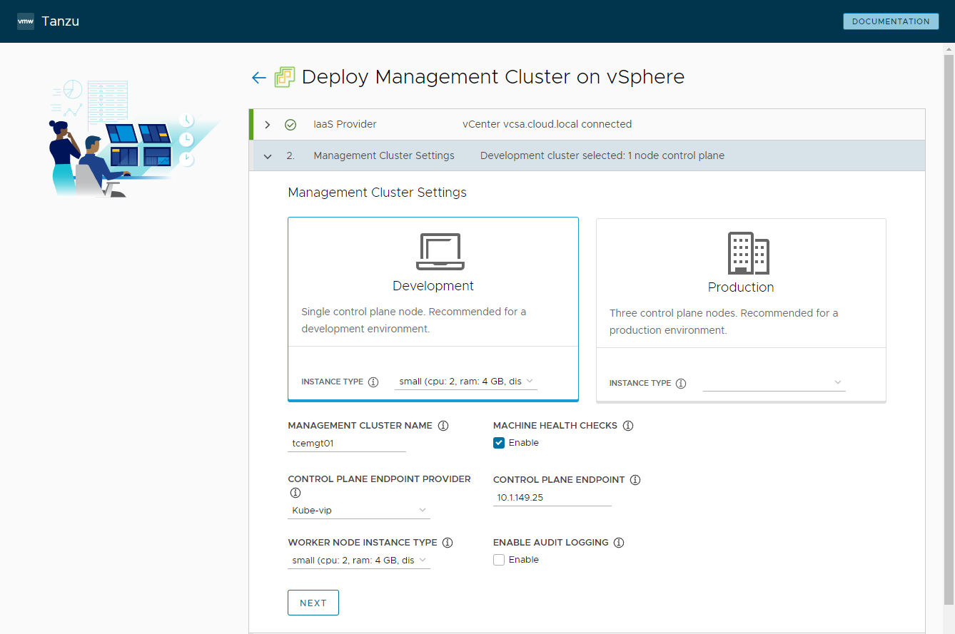 Configuring the management cluster settings