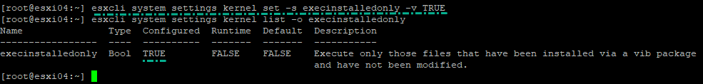 VMkernel.Boot.execInstalledOnly settings on your ESXi via CLI