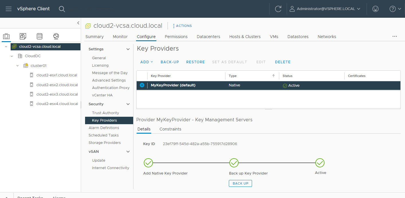 The Native Key Provider is configured and ready for VM encryption tasks-img The Native Key Provider is configured and ready for VM encryption tasks