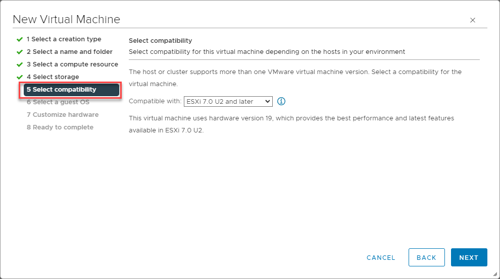 Hardware compatibility level - must be ESXi 6.7 or later for vTPM.- img Hardware compatibility level - must be ESXi 6.7 or later for vTPM.
