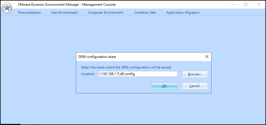VMmware DEM Configuration Share