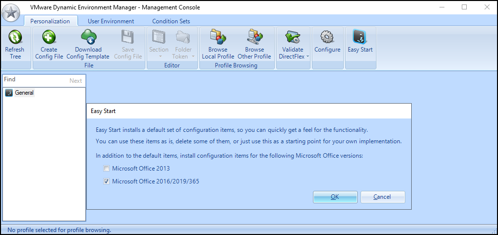 Use the Easy Start Button to import default configuration