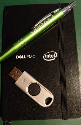 That's typically me, a notebook, a pen, and one of my trusted FIDO2 biometric security keys