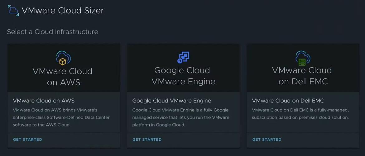 VMware cloud sizer utility