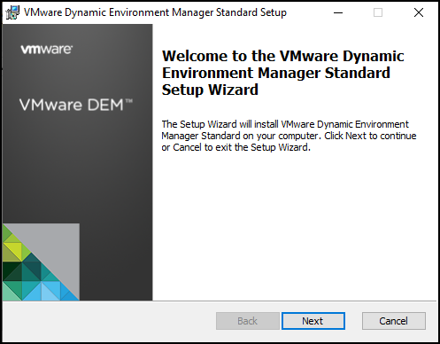 VMware Dynamic Environment Manager Installation screen