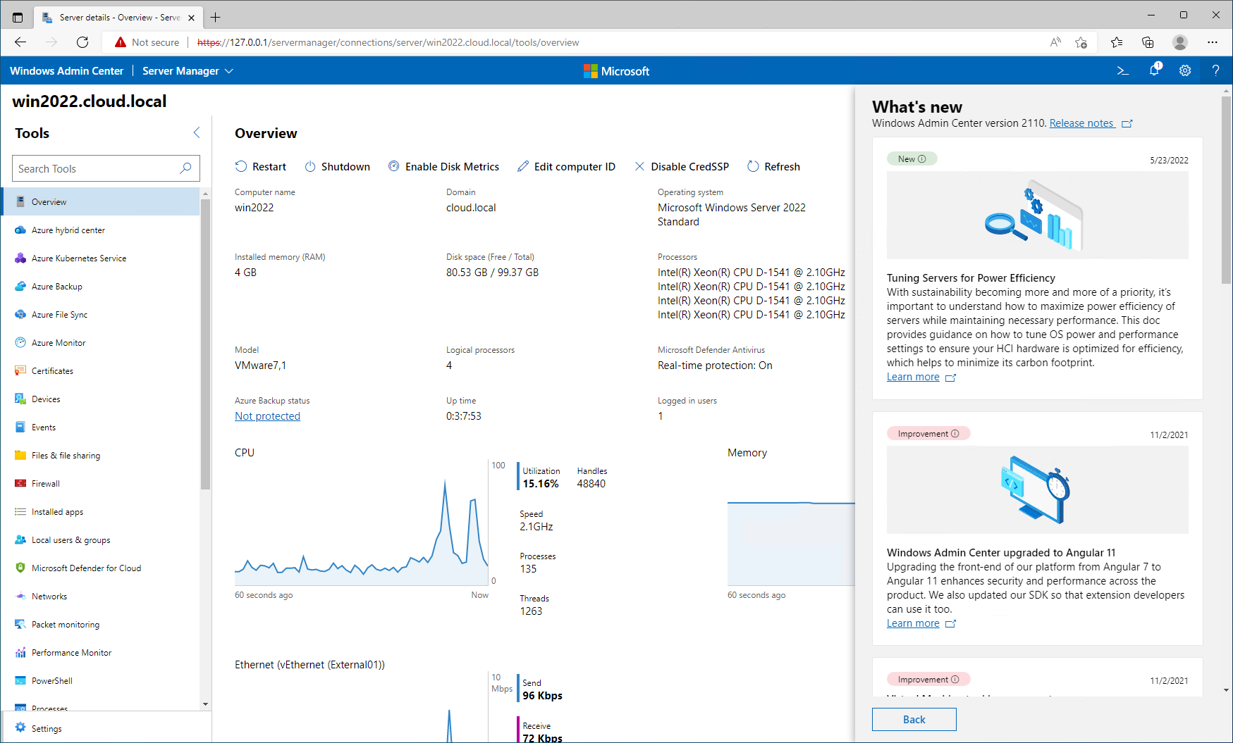 Windows Admin Center 2110.2 provides many new enhancements building on the 2110 release