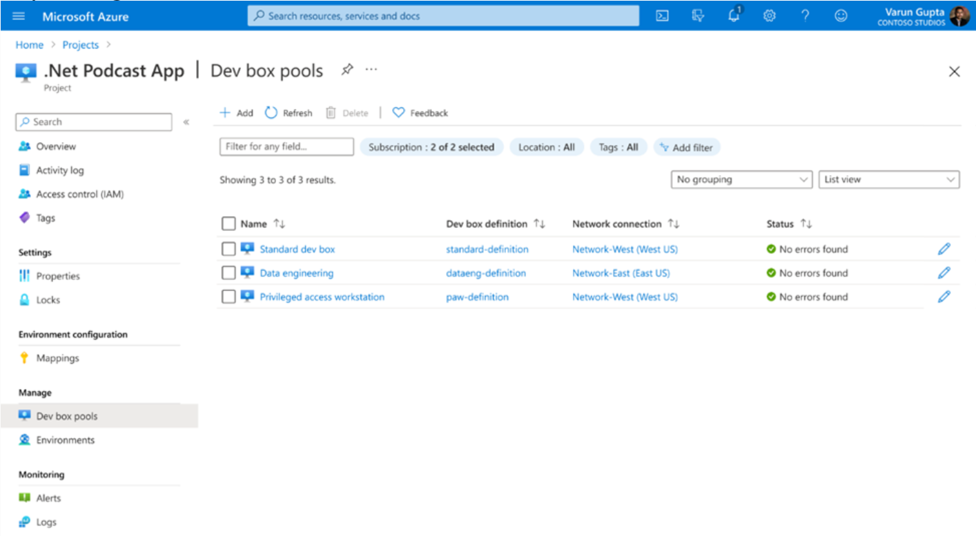 Configuring new Dev Box pools in Microsoft Azure