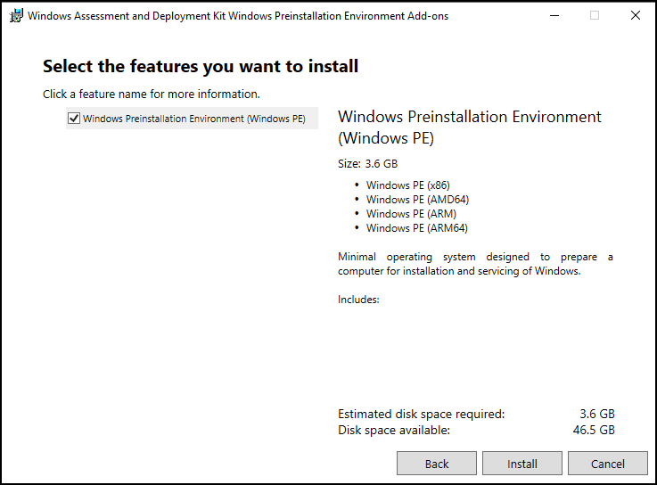 Install Windows Preinstallation Environment - Windows PE