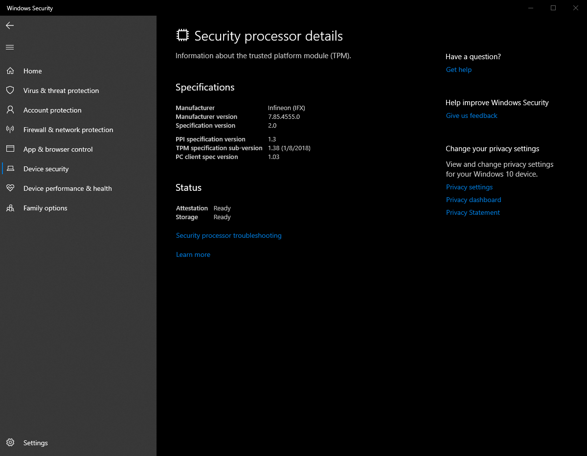 Viewing security processor details in Windows SecurityWhat is Microsoft Pluton?