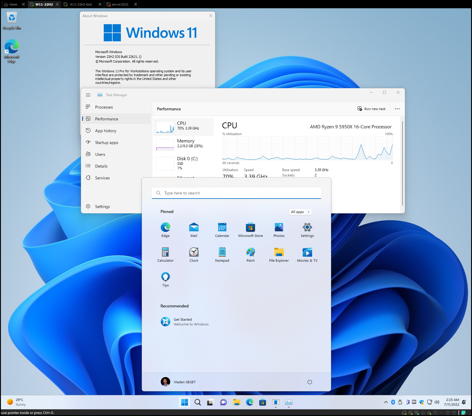 Windows 11 22H2 desktop