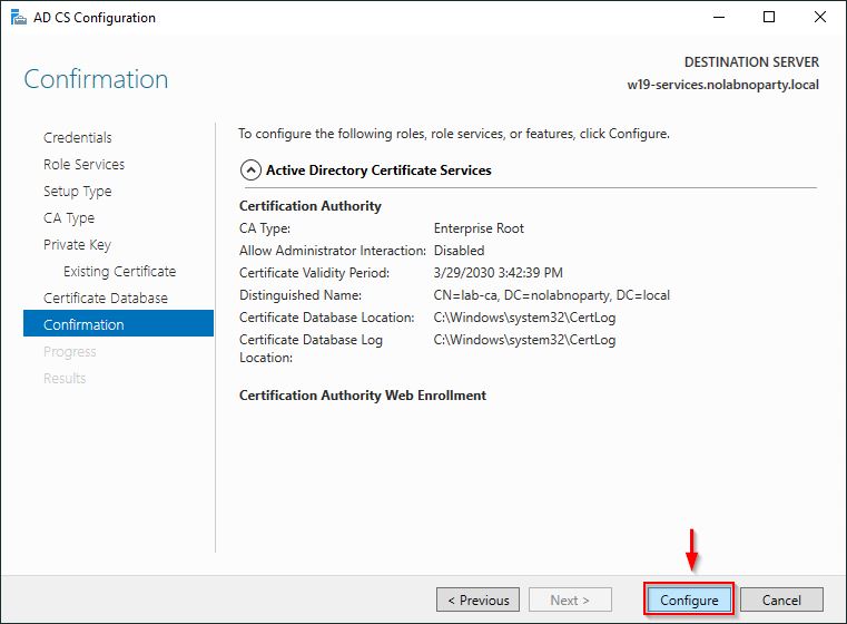 Click Configure to proceed with the configuration