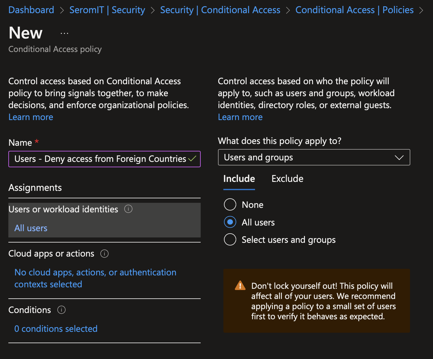 Conditional Access policy