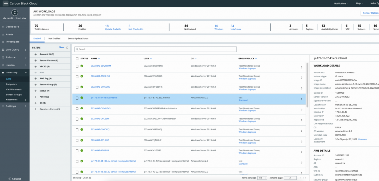 Vmware Workload Advanced Workload Security for AWS