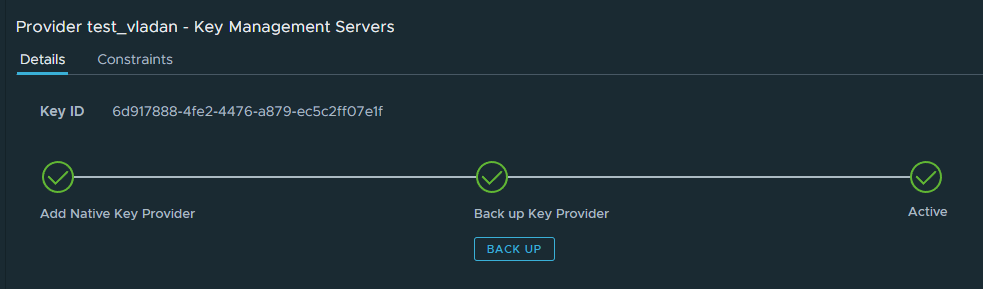 Native Key Provider Backed up and Active