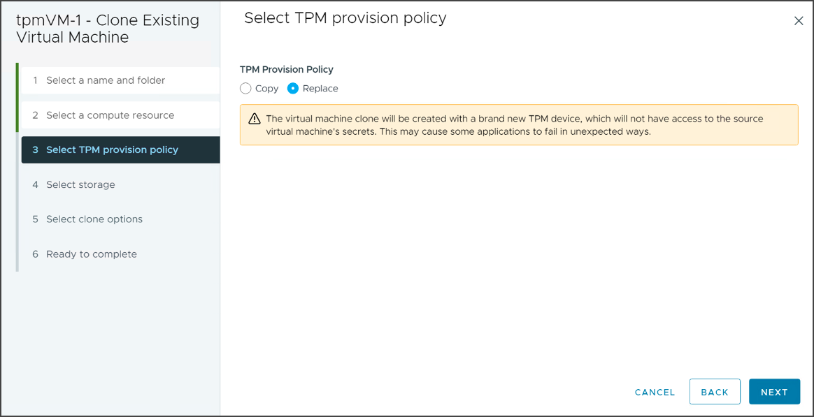 Select TPM Provision Policy