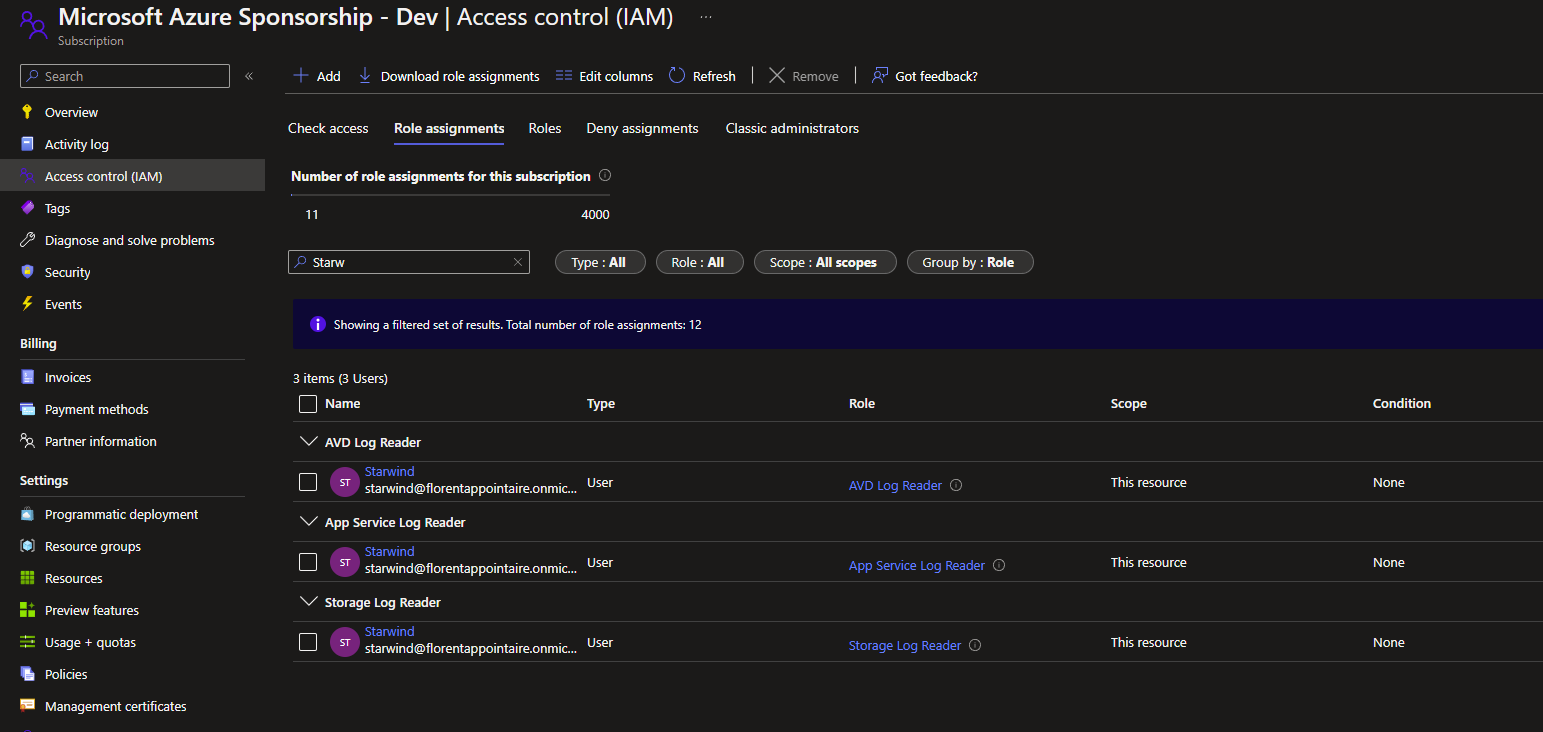 Microsoft Azure Sponsorship - Dev | Access control (IAM) | App Service Plan