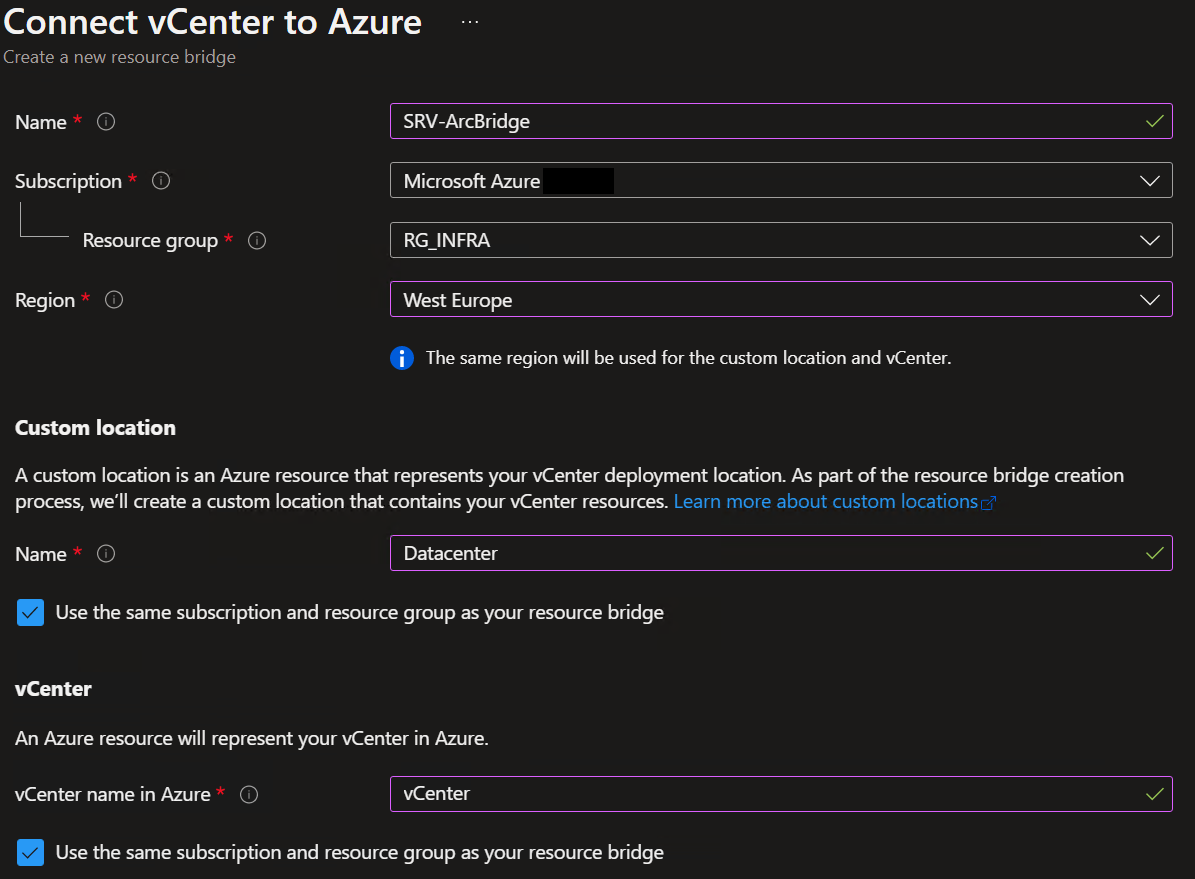 Azure Arc | Connect vCenter to Azure | Creating a new resource bridge