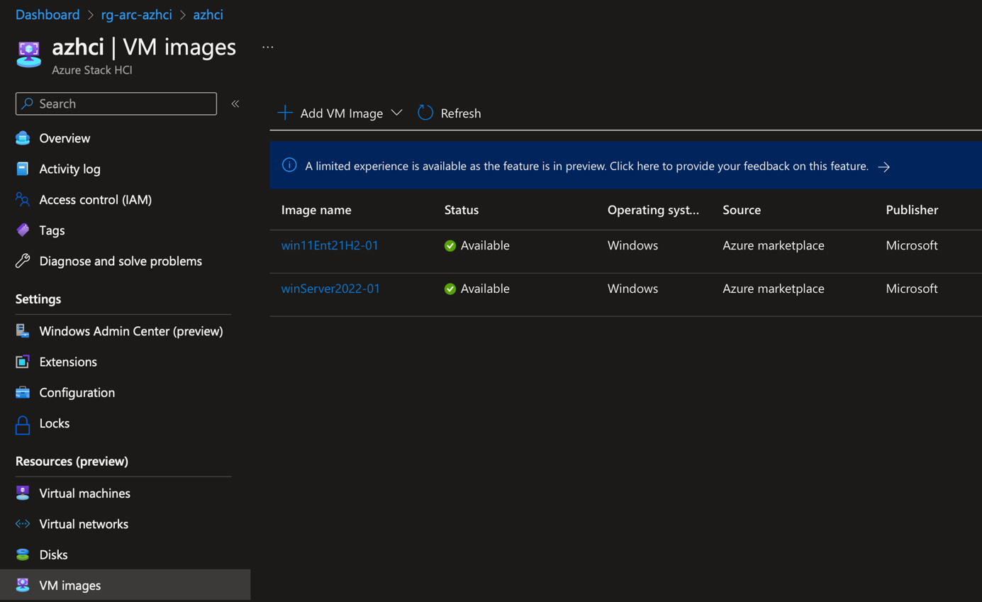 In VM images, you can see all images that have been projected on Azure Stack HCI