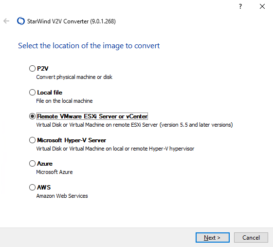 Install and start StarWind V2V converter on a Windows instance