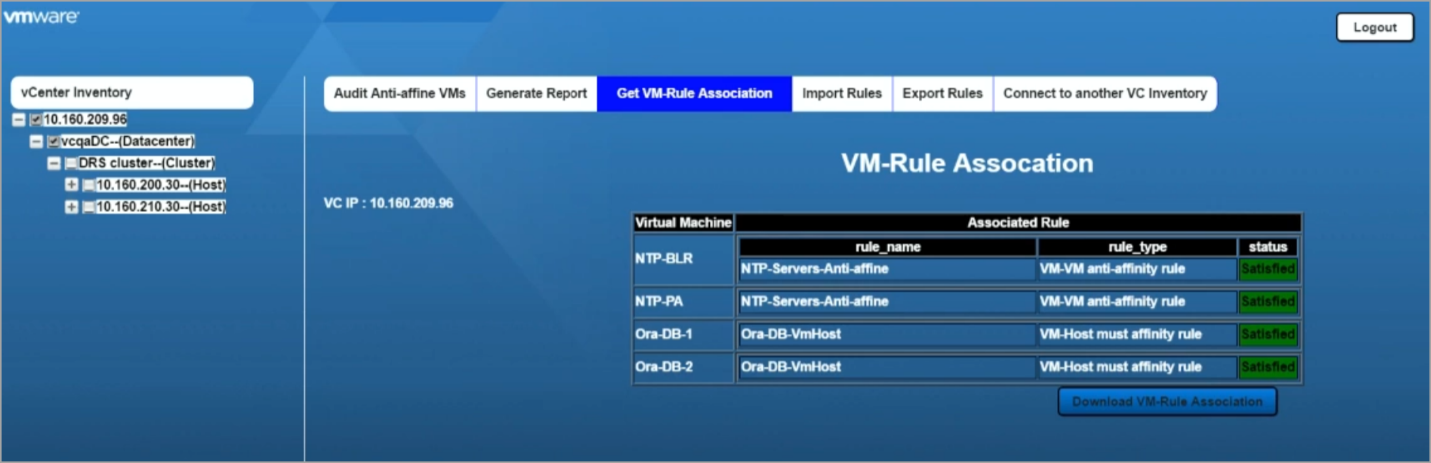 Get VM-Rule Association