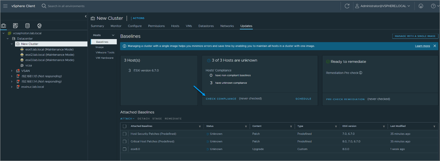 Check compliance of your cluster or host