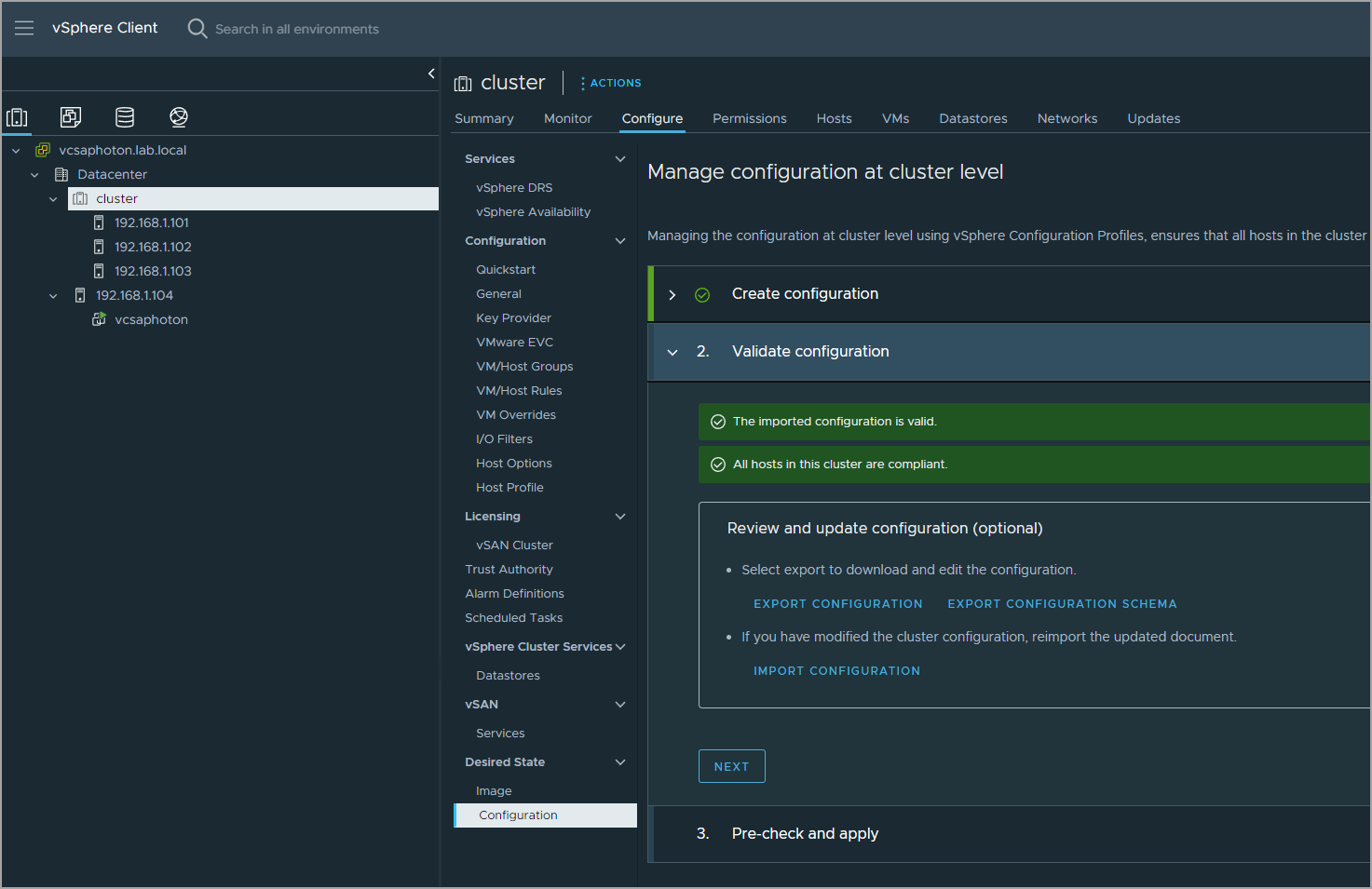 Manage Configuration at cluster level