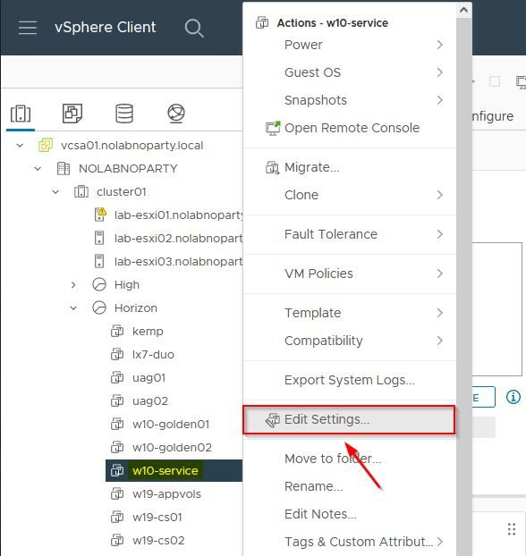 From the vSphere Client right click the VM and select Edit Settings (VM must be powered off)