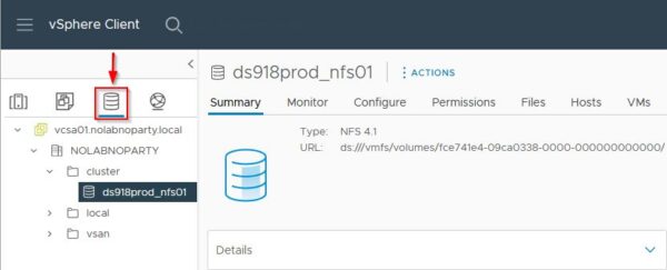 From the vCenter Server go to Datastore view