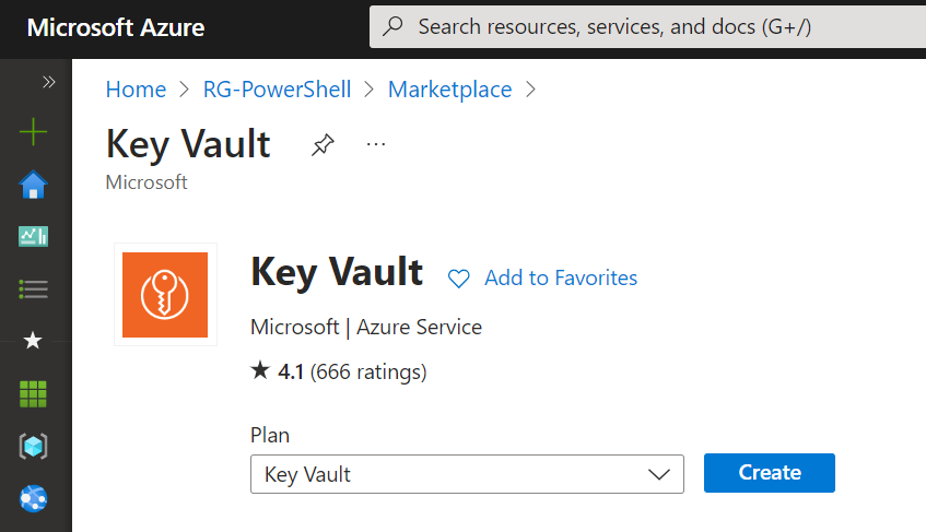 Create a new Azure Key Vault using the portal