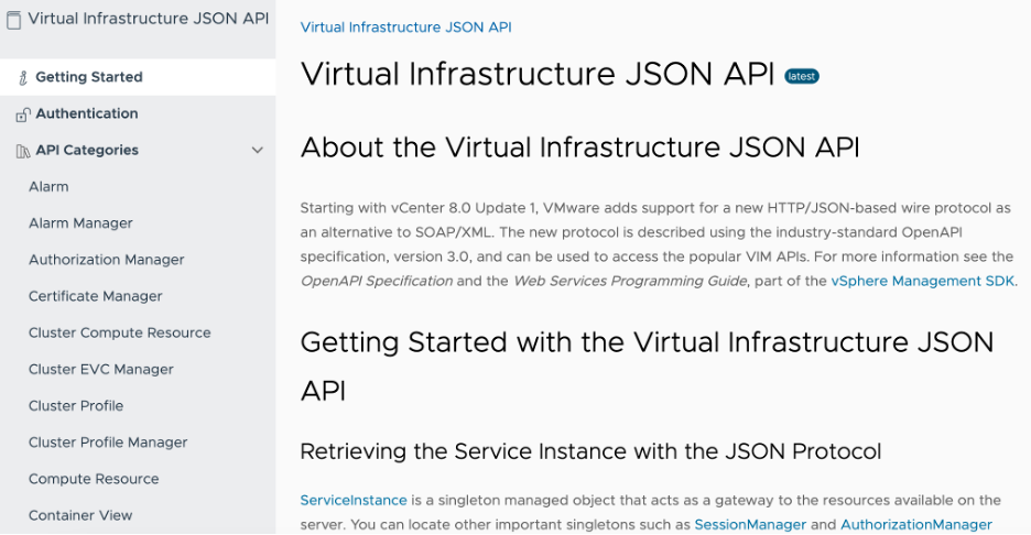 New VI/JSON protocol for vSphere infrastructure management