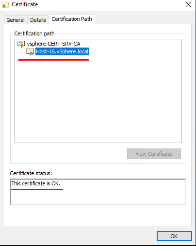 The certificate passes verification successfully