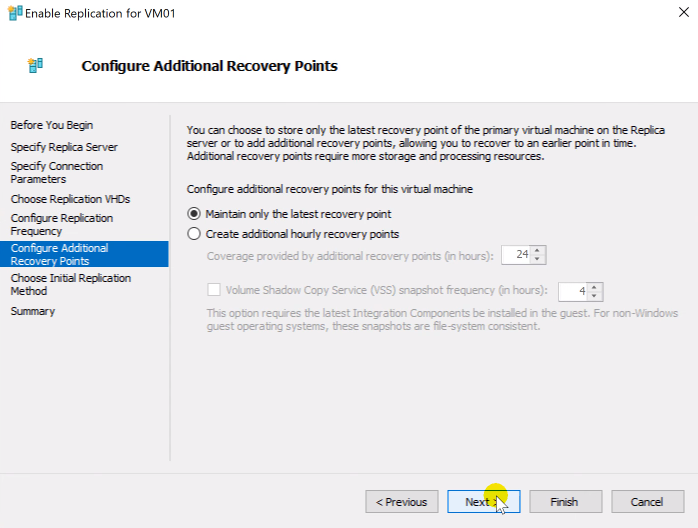 Configure Additional Recovery Points
