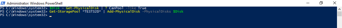 Add the new disk to the pool with the following command