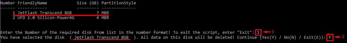 Select the disk which you want to reformat