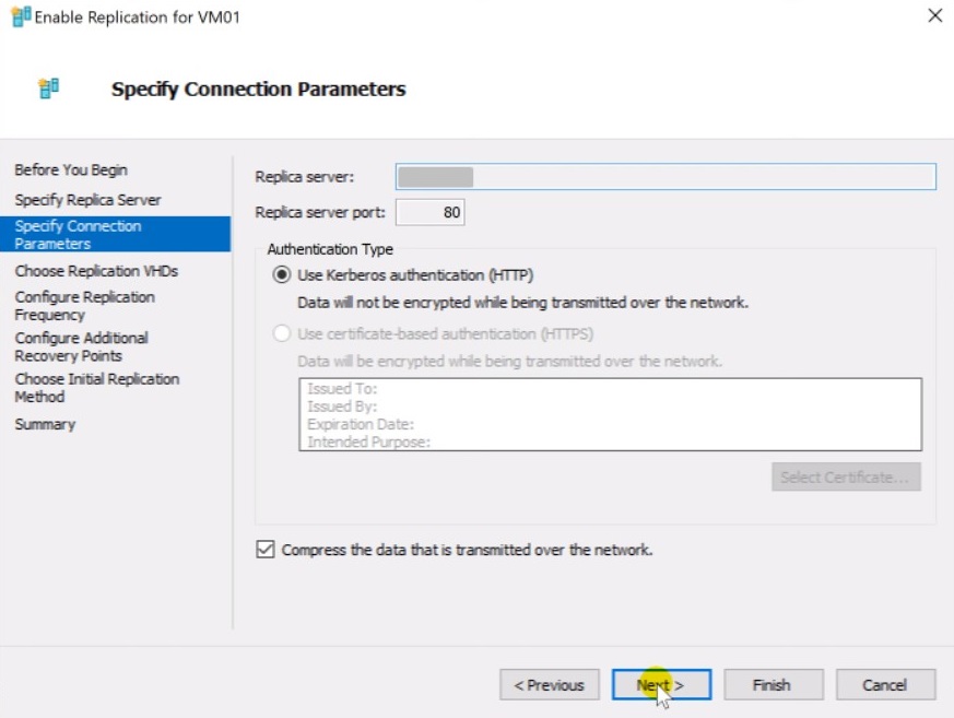Specify connection parameters